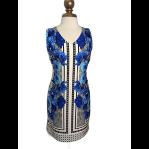 INC International Concepts Dress Women's P/L Sheath Blue Floral Preppy Glam Boho